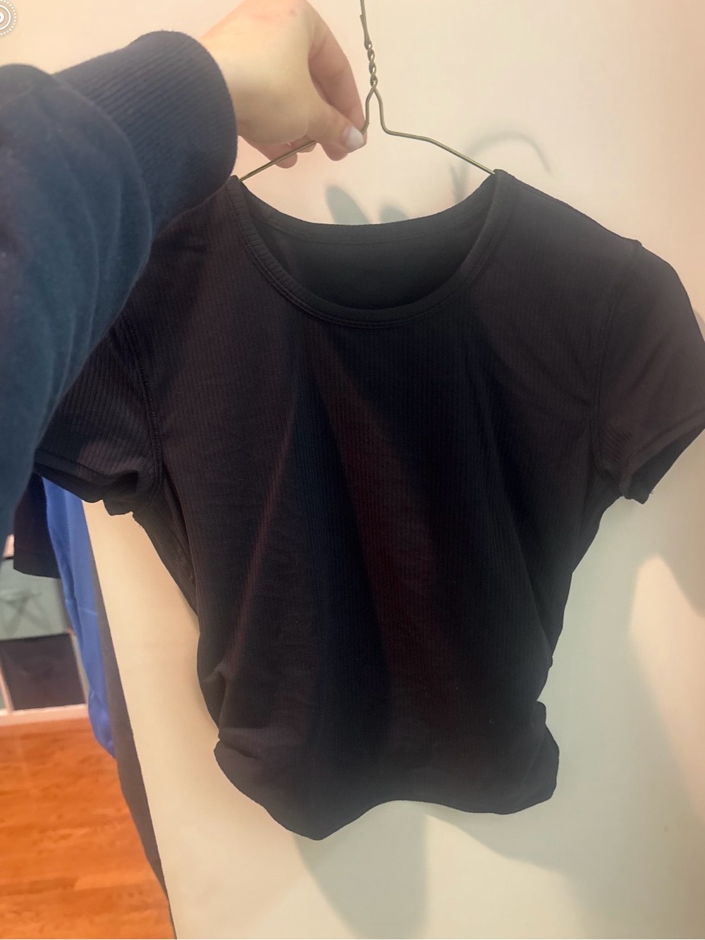 lululemon athletica Black Ribbed Short Sleeve Crew Tee